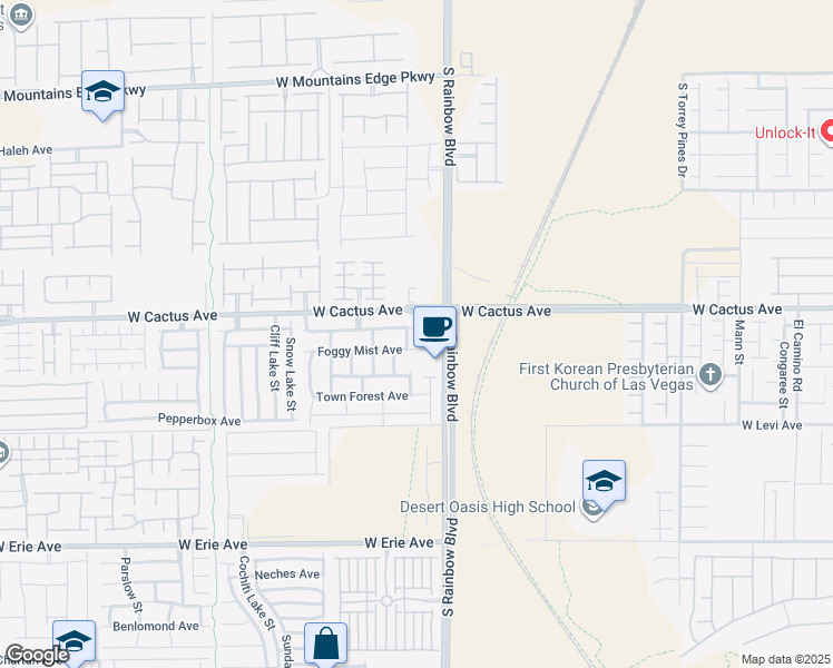map of restaurants, bars, coffee shops, grocery stores, and more near 6971 Glencoe Harbor Avenue in Las Vegas