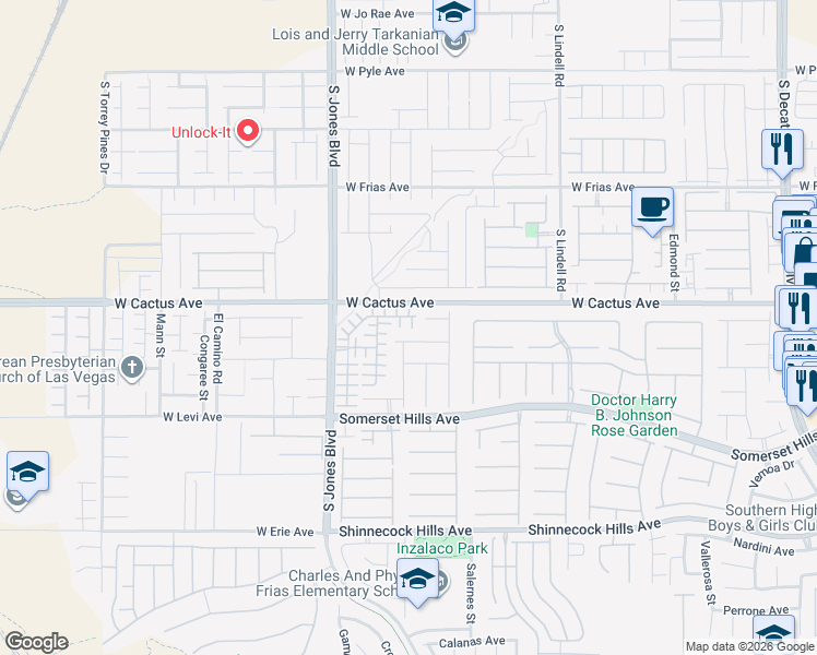 map of restaurants, bars, coffee shops, grocery stores, and more near 5916 Rampolla Drive in Las Vegas