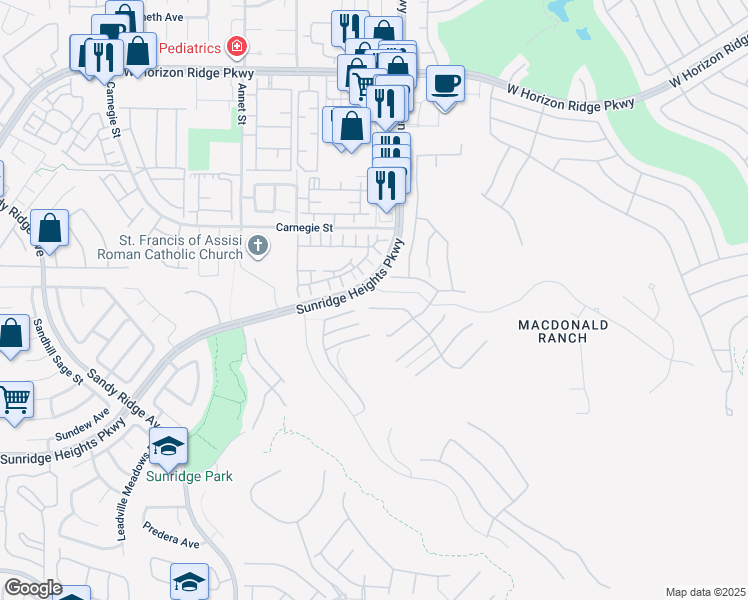map of restaurants, bars, coffee shops, grocery stores, and more near 2240 Sky Pointe Ridge Drive in Henderson
