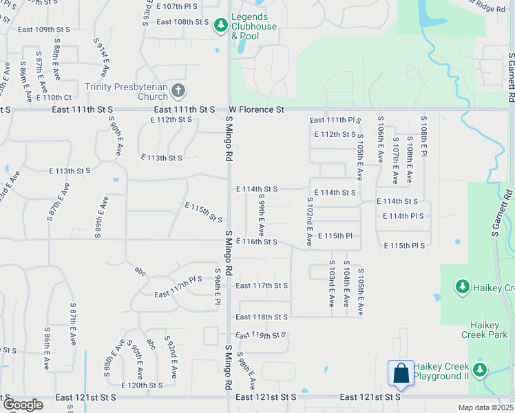 map of restaurants, bars, coffee shops, grocery stores, and more near 11417 South 99th East Avenue in Bixby