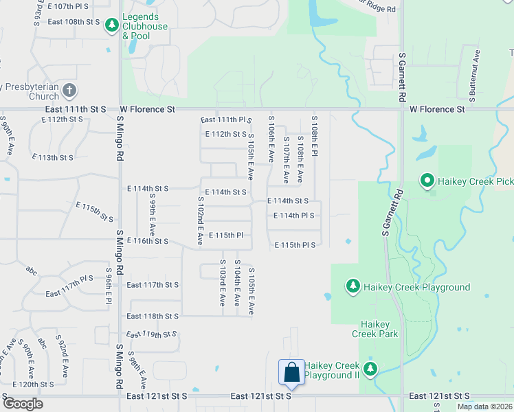 map of restaurants, bars, coffee shops, grocery stores, and more near 10508 East 114th Place South in Bixby
