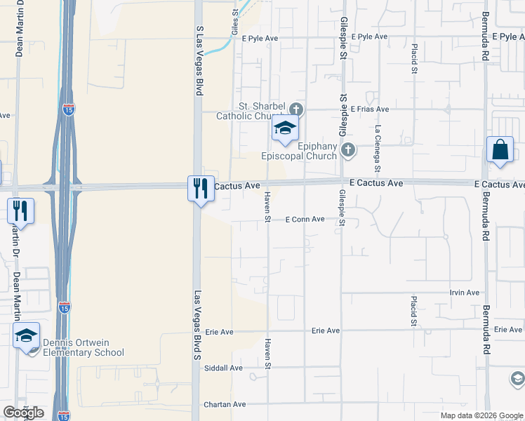 map of restaurants, bars, coffee shops, grocery stores, and more near 10561 Haven Street in Las Vegas