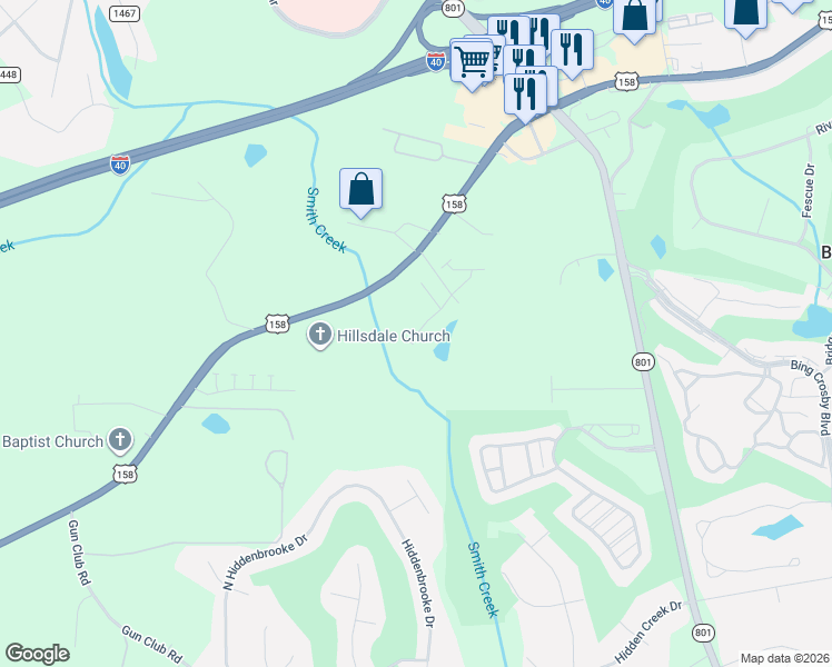 map of restaurants, bars, coffee shops, grocery stores, and more near 5100 U.S. 158 in Advance