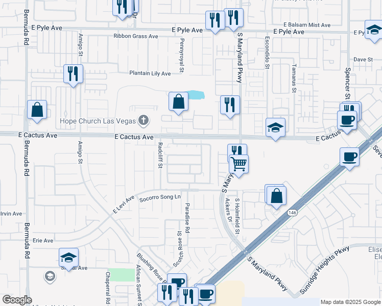 map of restaurants, bars, coffee shops, grocery stores, and more near 1008 Monte De Oro Avenue in Las Vegas