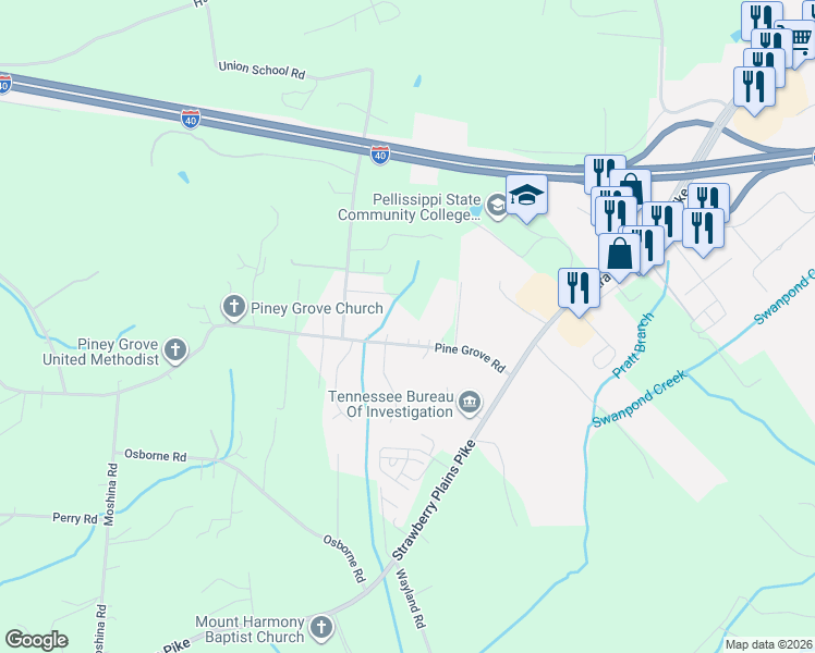 map of restaurants, bars, coffee shops, grocery stores, and more near 1114 Union School Road in Knoxville