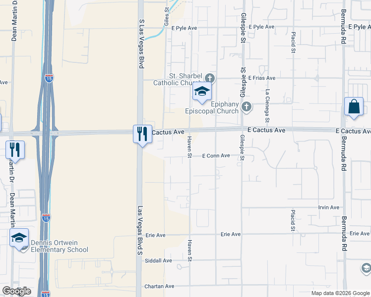 map of restaurants, bars, coffee shops, grocery stores, and more near 10561 Haven Street in Las Vegas
