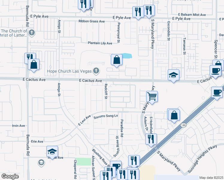 map of restaurants, bars, coffee shops, grocery stores, and more near 930 Monte De Oro Avenue in Las Vegas