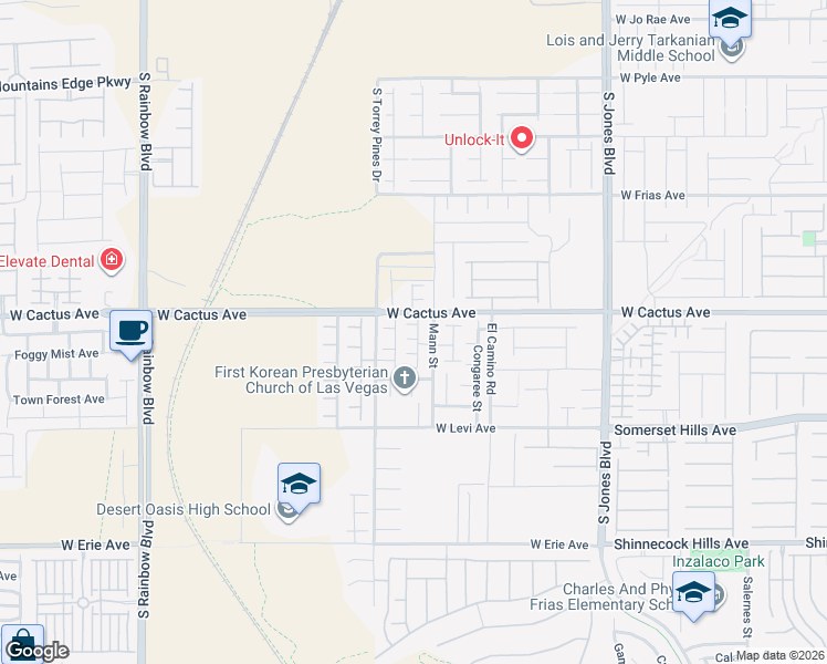 map of restaurants, bars, coffee shops, grocery stores, and more near 10529 Longoria Garden Street in Las Vegas