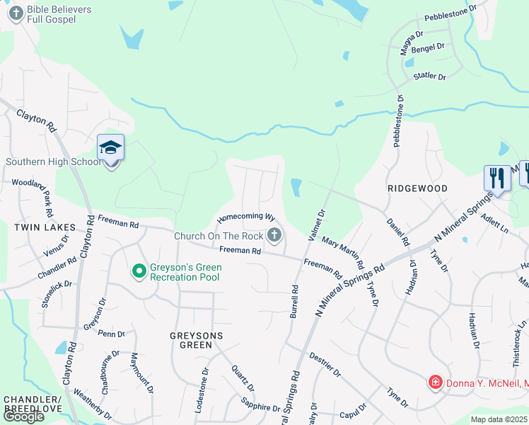 map of restaurants, bars, coffee shops, grocery stores, and more near 1113 Homecoming Way in Durham