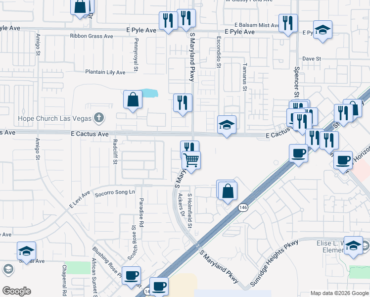map of restaurants, bars, coffee shops, grocery stores, and more near 1186 Red Margin Court in Las Vegas