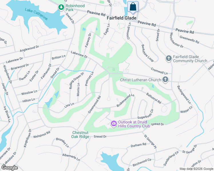 map of restaurants, bars, coffee shops, grocery stores, and more near 15 Druid Circle in Crossville
