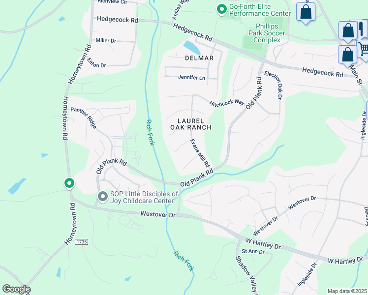 map of restaurants, bars, coffee shops, grocery stores, and more near 1013 Tesh Court in High Point