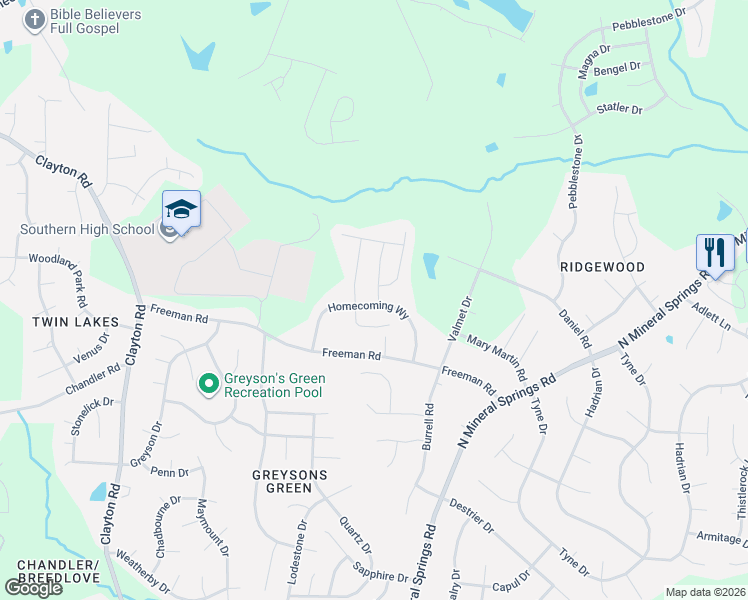 map of restaurants, bars, coffee shops, grocery stores, and more near 1113 Homecoming Way in Durham