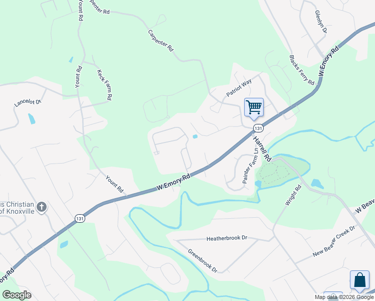 map of restaurants, bars, coffee shops, grocery stores, and more near 7416 Napa Valley Way in Knoxville