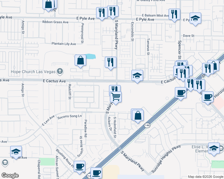 map of restaurants, bars, coffee shops, grocery stores, and more near 1186 Red Margin Court in Las Vegas
