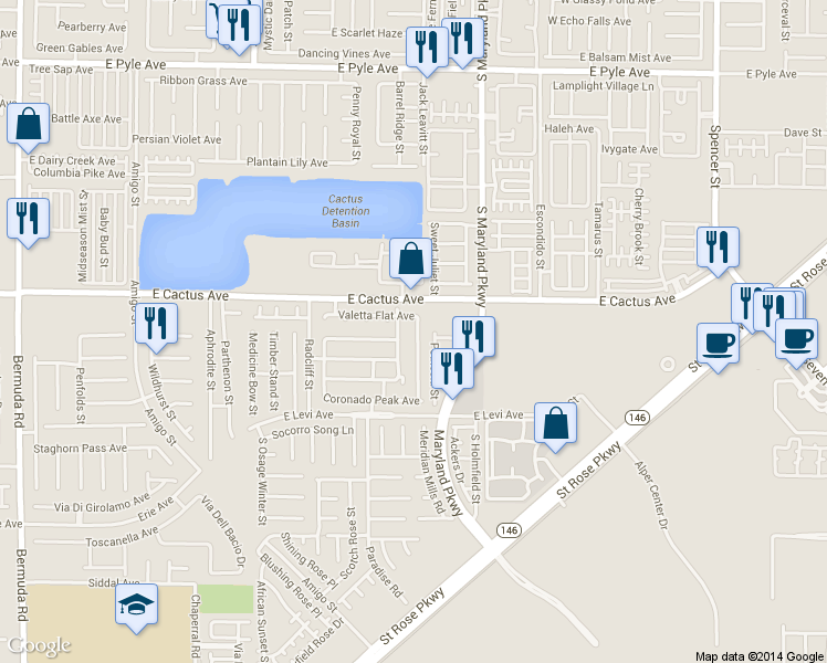 map of restaurants, bars, coffee shops, grocery stores, and more near 10524 Corte Sierra Street in Las Vegas