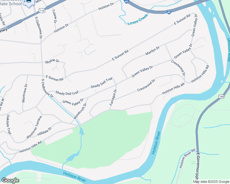 map of restaurants, bars, coffee shops, grocery stores, and more near in Knoxville