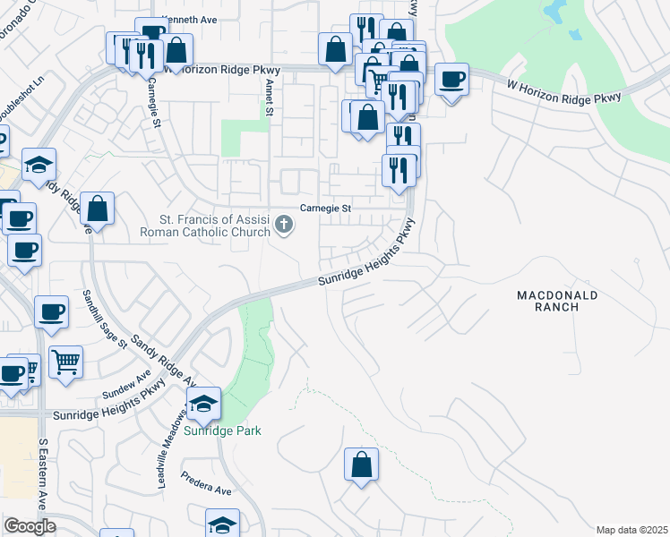 map of restaurants, bars, coffee shops, grocery stores, and more near 816 Stannard Court in Henderson