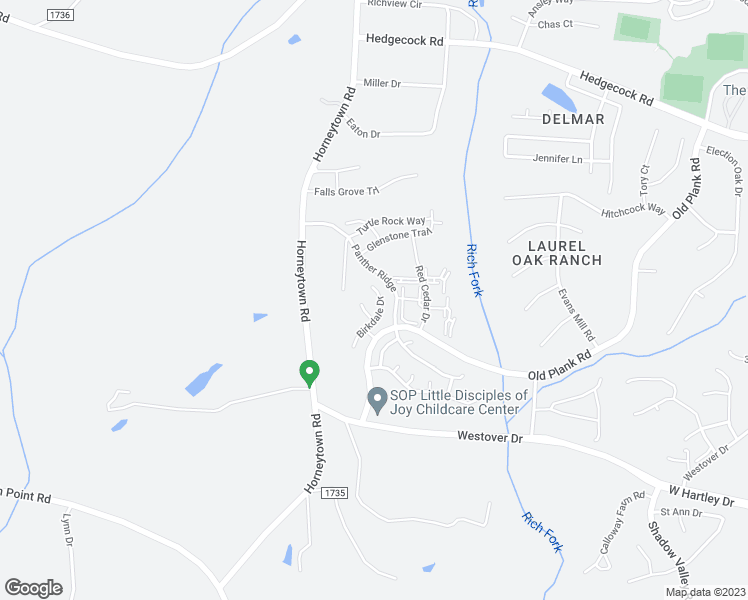 map of restaurants, bars, coffee shops, grocery stores, and more near 6135 Birkdale Drive in High Point