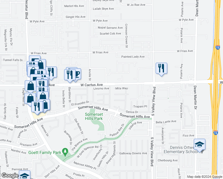 map of restaurants, bars, coffee shops, grocery stores, and more near 10530 Canon Perdido Street in Las Vegas