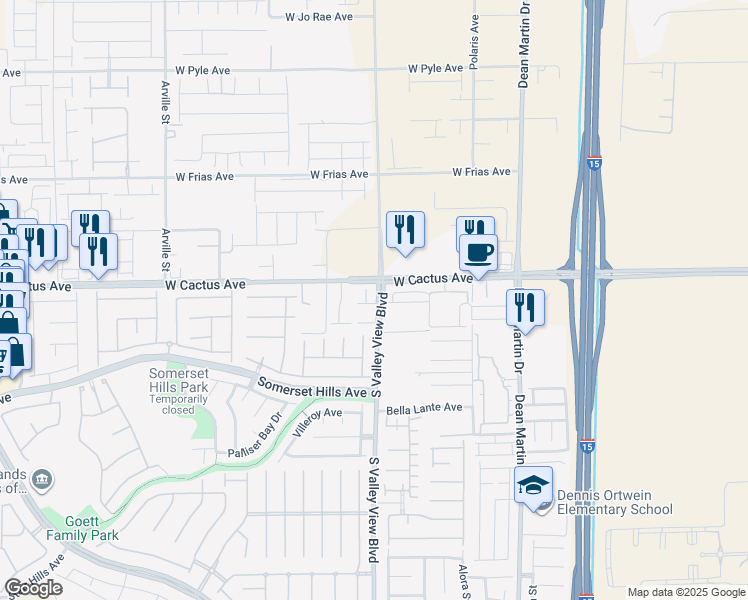 map of restaurants, bars, coffee shops, grocery stores, and more near 10536 Ohrid Lake Court in Las Vegas