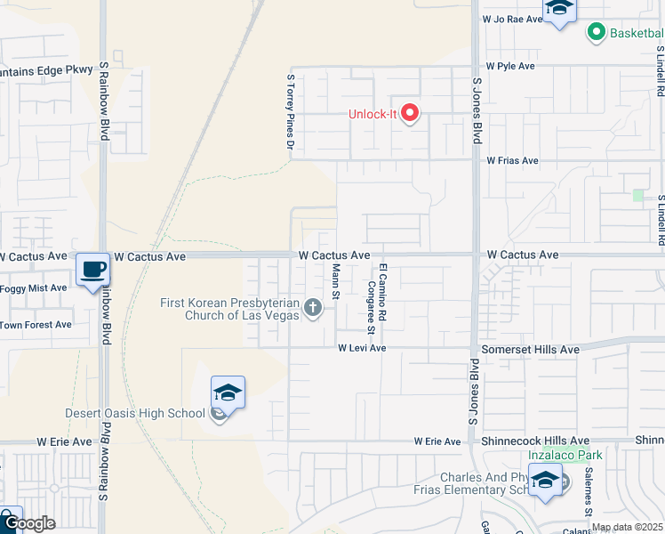 map of restaurants, bars, coffee shops, grocery stores, and more near 10519 Mann Street in Las Vegas