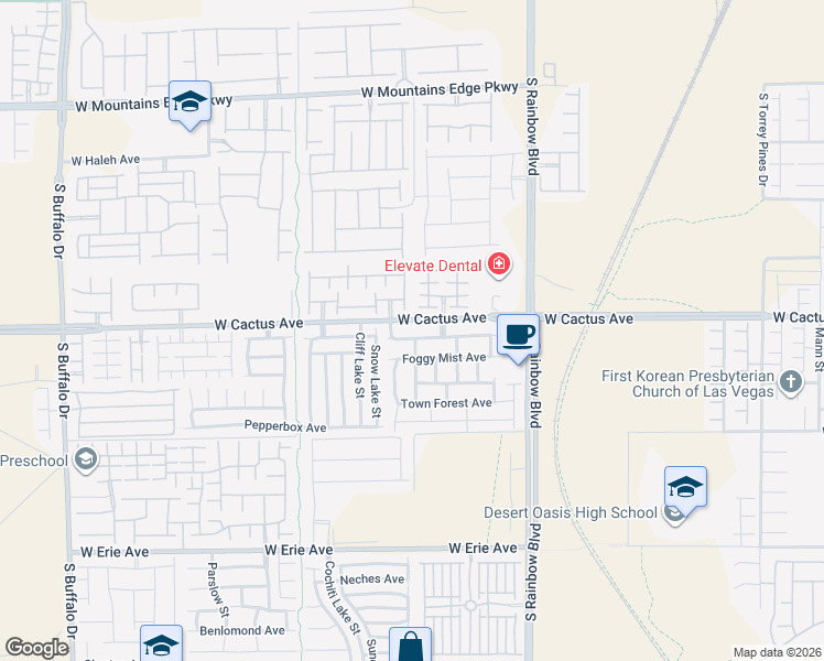 map of restaurants, bars, coffee shops, grocery stores, and more near 7114 Glencoe Harbor Avenue in Las Vegas