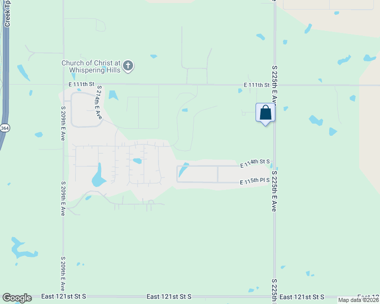 map of restaurants, bars, coffee shops, grocery stores, and more near 21989 East 114th Place South in Broken Arrow