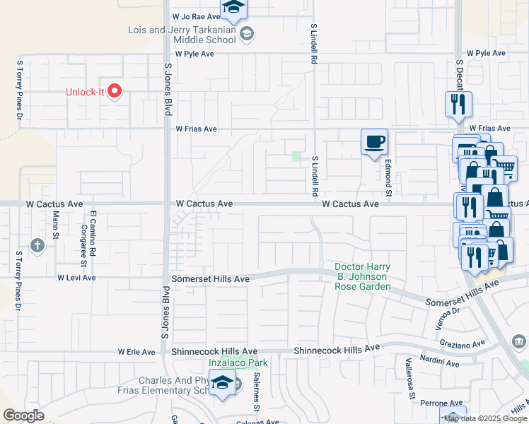 map of restaurants, bars, coffee shops, grocery stores, and more near 5702 San Florentine Avenue in Las Vegas