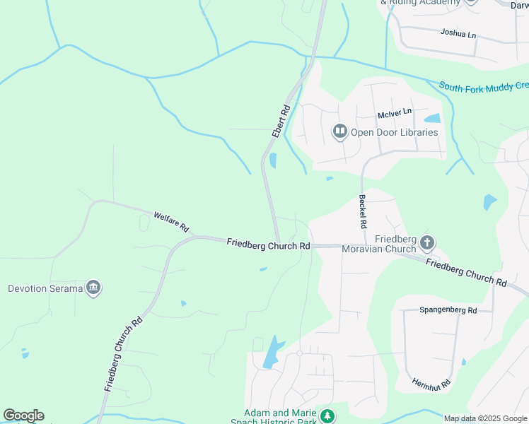 map of restaurants, bars, coffee shops, grocery stores, and more near 4860 Ebert Road in Winston-Salem