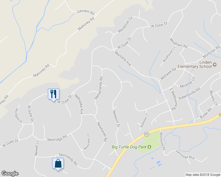 map of restaurants, bars, coffee shops, grocery stores, and more near 104 Newark Lane in Oak Ridge