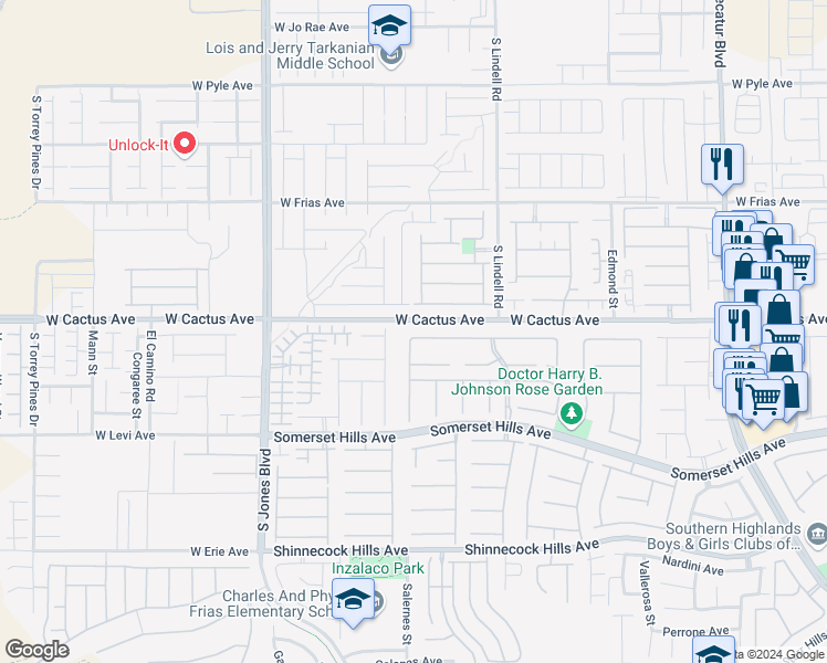 map of restaurants, bars, coffee shops, grocery stores, and more near 5718 San Florentine Avenue in Las Vegas