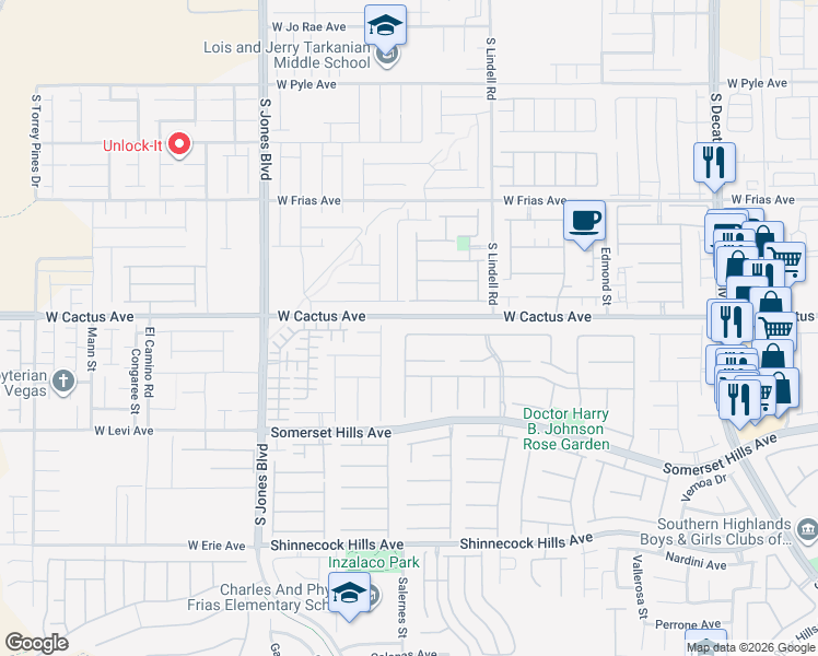 map of restaurants, bars, coffee shops, grocery stores, and more near 5702 San Florentine Avenue in Las Vegas