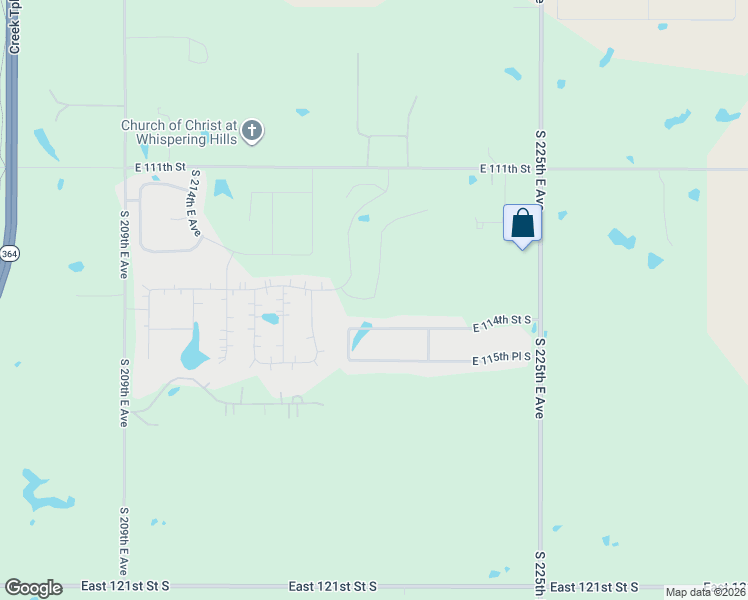 map of restaurants, bars, coffee shops, grocery stores, and more near 21989 East 114th Place South in Broken Arrow