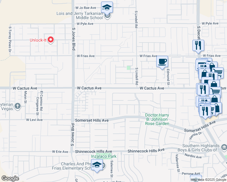 map of restaurants, bars, coffee shops, grocery stores, and more near 5718 San Florentine Avenue in Las Vegas