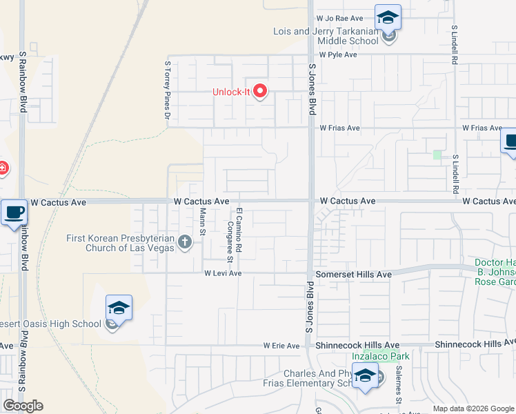 map of restaurants, bars, coffee shops, grocery stores, and more near 6246 Desert Orchid Way in Las Vegas