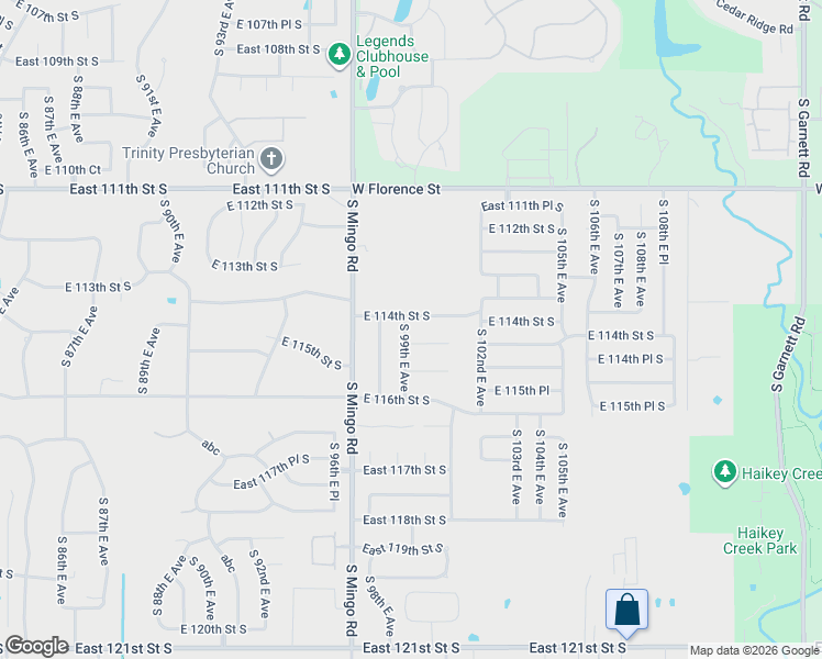 map of restaurants, bars, coffee shops, grocery stores, and more near 11417 South 99th East Avenue in Bixby