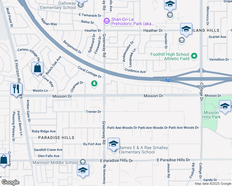 map of restaurants, bars, coffee shops, grocery stores, and more near 413 Crown Royale Court in Henderson