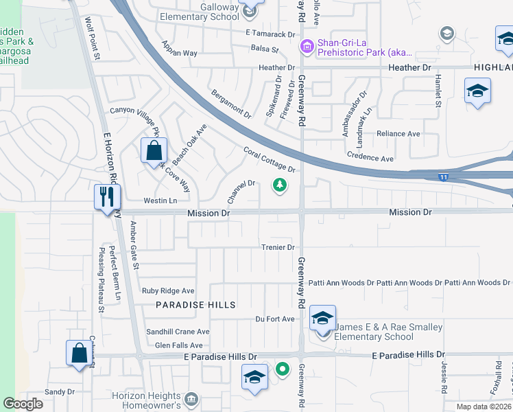 map of restaurants, bars, coffee shops, grocery stores, and more near 187 Las Pasadas Court in Henderson