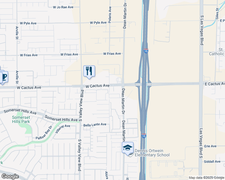 map of restaurants, bars, coffee shops, grocery stores, and more near 3373 West Cactus Avenue in Las Vegas