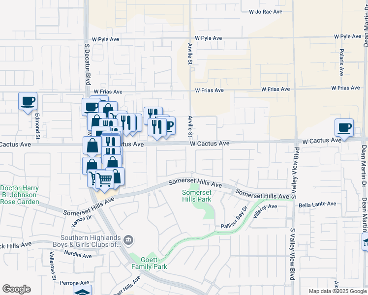map of restaurants, bars, coffee shops, grocery stores, and more near 4434 Verdiccio Avenue in Las Vegas