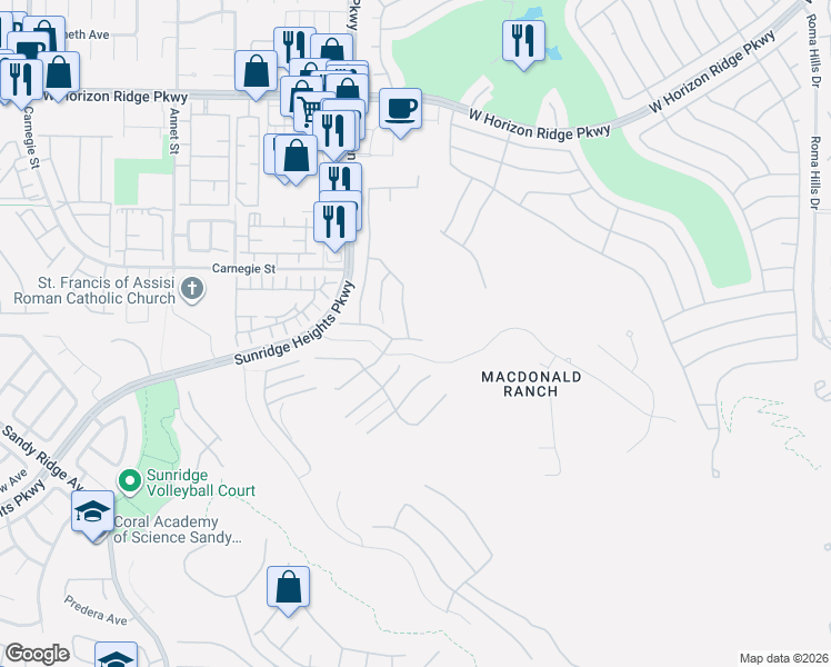 map of restaurants, bars, coffee shops, grocery stores, and more near 826 Horizon Canyon Drive in Henderson