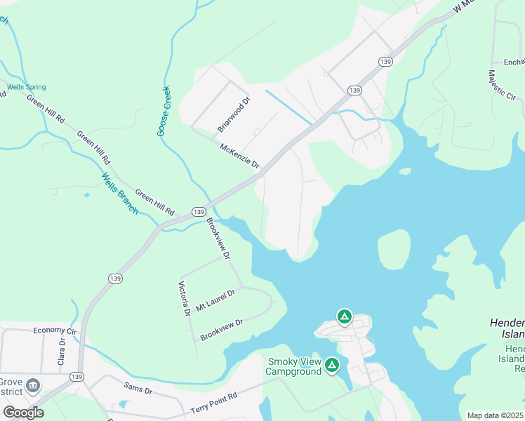 map of restaurants, bars, coffee shops, grocery stores, and more near 1517 Denton Drive in Dandridge