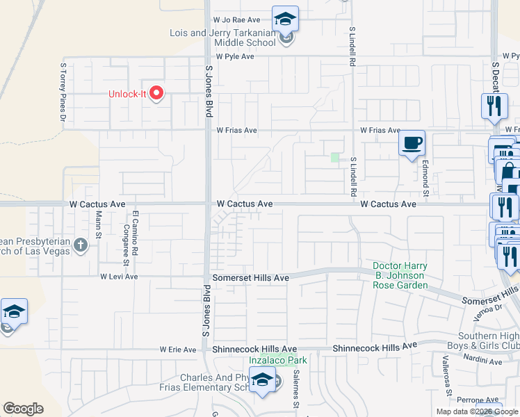map of restaurants, bars, coffee shops, grocery stores, and more near 5916 Rampolla Drive in Las Vegas