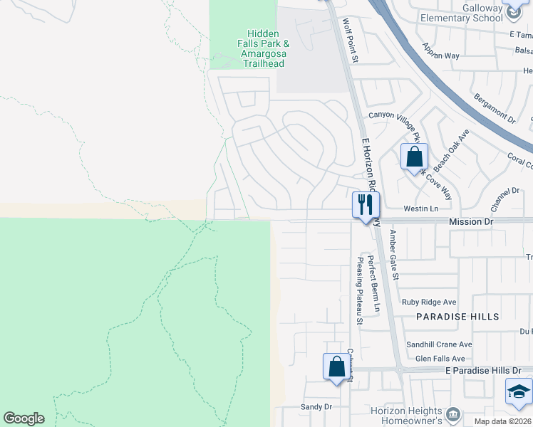 map of restaurants, bars, coffee shops, grocery stores, and more near 65 Pangloss Street in Henderson