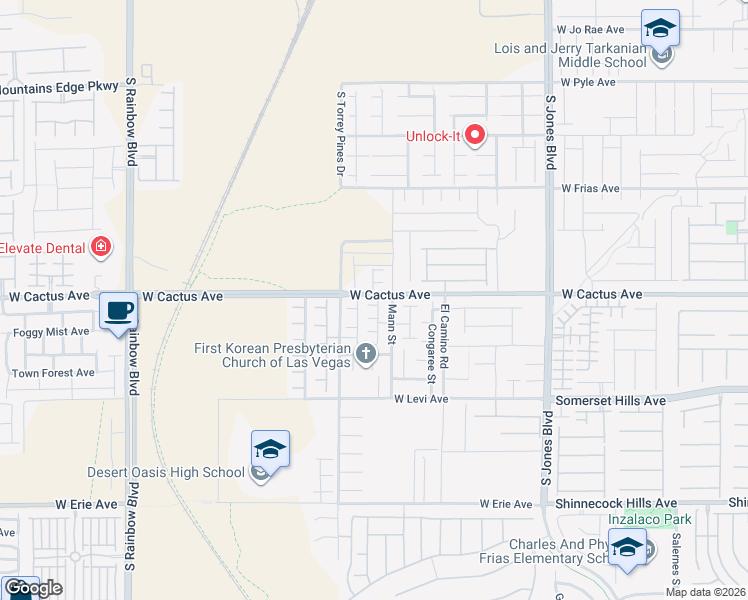 map of restaurants, bars, coffee shops, grocery stores, and more near 6430 Whitcraft Court in Las Vegas
