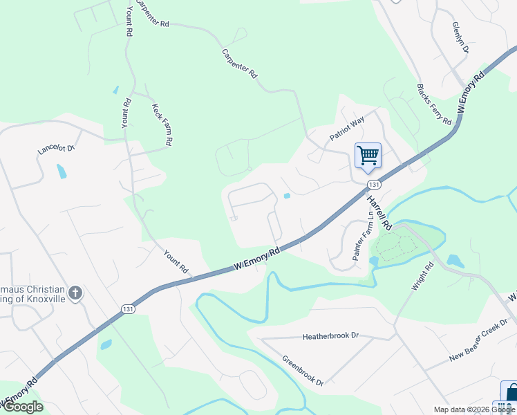 map of restaurants, bars, coffee shops, grocery stores, and more near 7620 Napa Valley Way in Knoxville