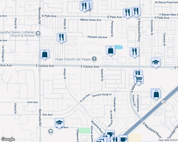 map of restaurants, bars, coffee shops, grocery stores, and more near 787 Hero Court in Las Vegas