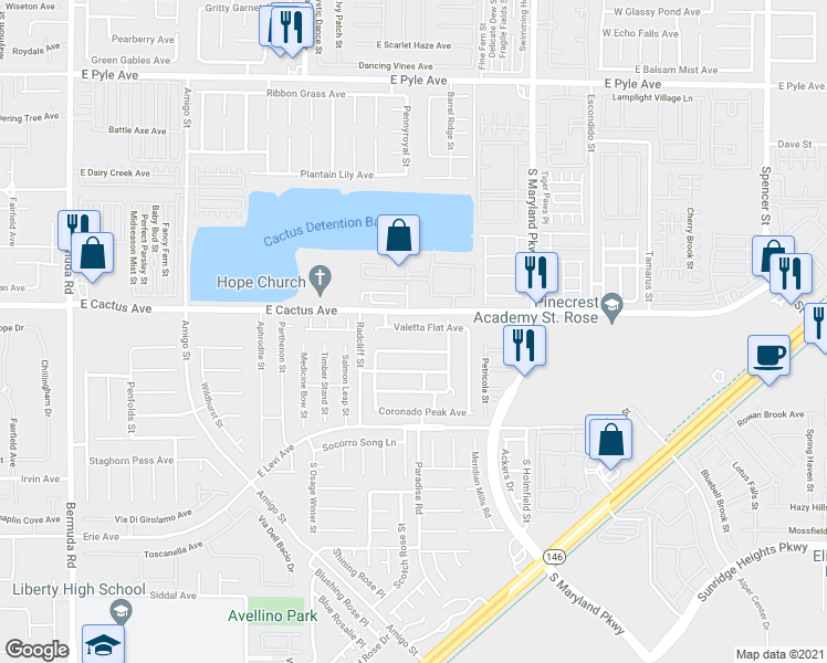 map of restaurants, bars, coffee shops, grocery stores, and more near 10519 Pena Blanca Court in Las Vegas