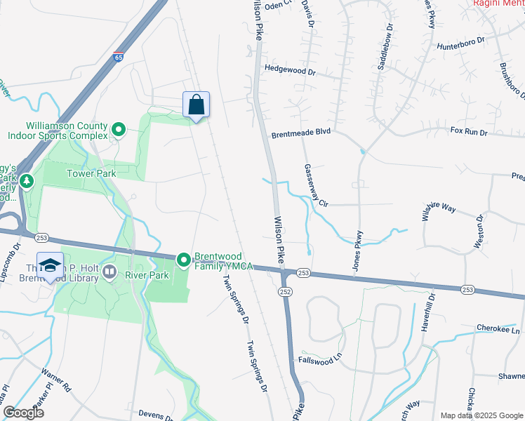 map of restaurants, bars, coffee shops, grocery stores, and more near 1009 Wilson Pike in Brentwood